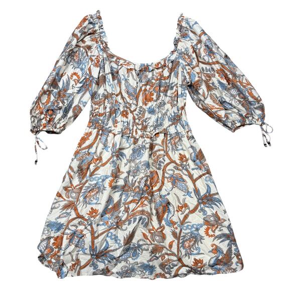 House of Harlow 1960 Nicole Richie Boho Floral Cotton Peasant Dress Size L - Picture 3 of 5